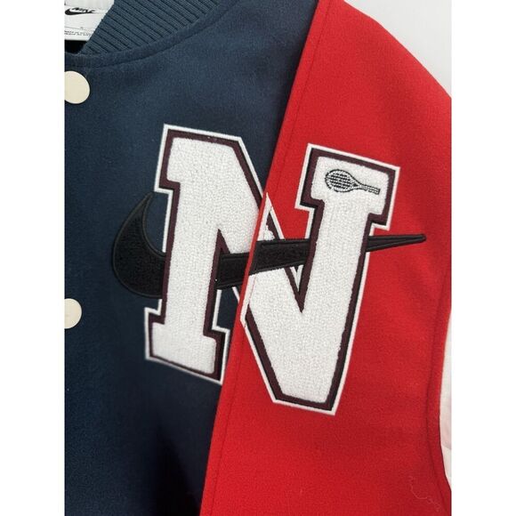 Nike X Yoon Ahn Oversize Varsity Jacket Wool Leather Oversized Bomber Wmns Sz L - Picture 6 of 16